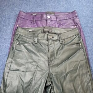 2 Pack White House Black Market Coated High Rise Skinny pants Purple Green Sz 4